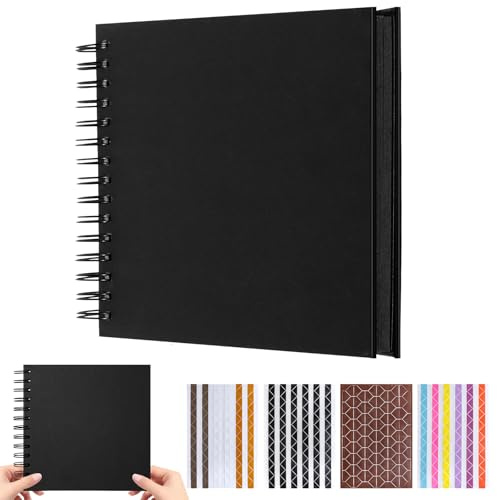Fotobuch zum Selbstgestalten 8-Inch Fotoalbum 80 Schwarze Seiten Scrapbook | Fotoalbum zum Selbstgestalten 20,5x20,5cm Fotoalben Photo Album Foto Buch für Fotos Baby Valentinstag Geburtstag Jahrestag