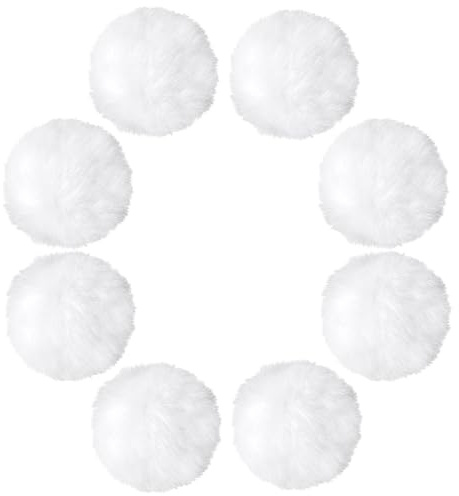 8 Stück Weiße Pompons Zum Basteln Groß Grosse Ponpons Pom Flauschigen Runder Pompoms Pompom Plüsch Bälle Kunst Bommel Pompon Fellbommel Kunstpelz für Schals Handschuhe Taschen Weihnachtsbaum