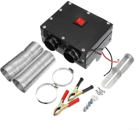 500W Tragbare Auto LKW Heizung 12V/24V für Winter mit Auftau- und Heizfunktion für Autos, Camper, Busse und Arbeitsfahrzeuge (2 Löcher 12V)