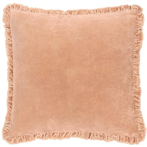 Yard Bertie Washed Velvet Feather Filled Cushion (Cashew, 45 x 45 cm) | Soft Velvet Relaxed Style Decorative Pillow