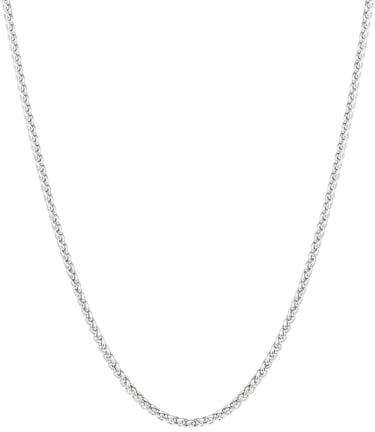 Esrael 2/3mm Silver Box/Wheat Stainless Steel Chain for Men, Fade-proof and Durable Mens Silver Chain Neckalce Ideal Pendants Choice Jewellery Gift 18/20/22/24 Inch