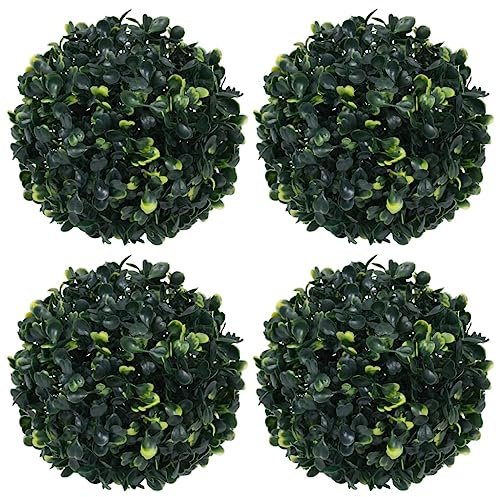 Mokuyary Künstliche Buchsbaumkugeln 4er Set 12 cm Kunstpflanze, Künstliche Pflanze Buchsbaum Kugel für Haus Wohnzimmer Schlafzimmer Büro Garten Hochzeit Deko