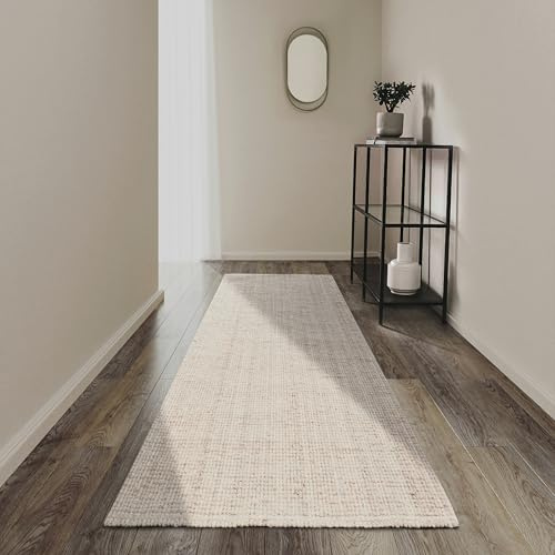 Villeroy & Boch Jute Teppich Rosalie - Natur Wohnzimmerteppich aus 100% Jute - Handgewebt & Natürlich - Boho Naturfaser Läufer Jute für Wohnzimmer, Schlafzimmer, Esszimmer – Reinweiß, 80x200 cm