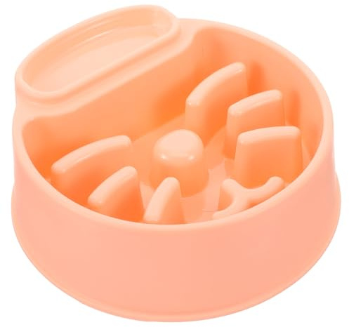 Hemobllo Gamelle Anti-glouton pour Chien et Chat à Alimentation Lente en Plastique Solide, Bol Intérieur Antidérapant Orange, Accessoire pour Manger Lentement et Prévenir