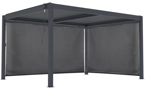 Pergola bioclimatique avec LED et 2 Stores en Aluminium Windsor Premium - 3 x 4 m - Gris