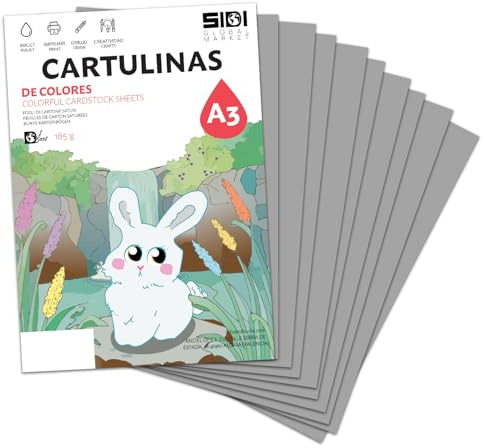 Karton A3 Grau 185 g Kartonpapier für Bastelarbeiten, Scrapbooking, Inkjet- und Laserdrucker, Schule und Unterricht – SIDI (grau, 25h)
