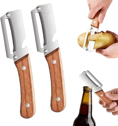 2 Pezzi Pelapatate Multifunzionale, Pelapatate Cucina Professionale Multifunzione 2 in 1, Pelapatate Multifunzione per Cucina con Apribottiglie, per verdure, frutta (2pcs)