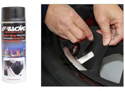 Simoni Racing SRF/MB Vernice Spray Removibile per Auto, Pellicola Spray, Vernice Removibile per Tutte Le Superfici, 400 ml Colore Nero