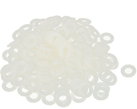 sourcingmap Nylon Flat Washers M8 16mm OD 8mm ID 1.5mm Thickness Sealing Gasket for Faucet Pipe Water Hose, White, Pack of 200