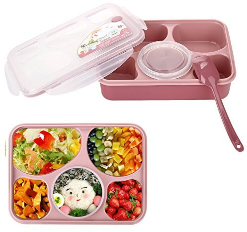 Bestland Bento Box Mikrowelle und Spülmaschinenfest Lunch Box mit mit 5 + 1 Getrennt Containers (Rosa)