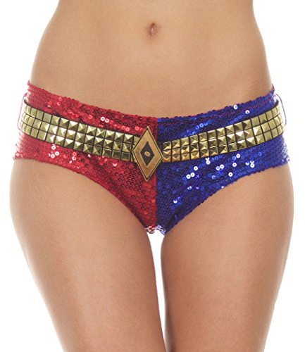 DC Comics Suicide Squad Harley Quinn Deluxe Paillettes Panty, Rosso/Blu, S