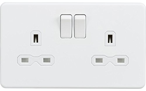 Knightsbridge SFR9000MW Screwless Double Switched Socket-Matt White, 230 V