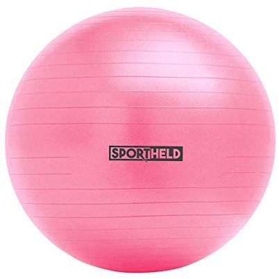 Sportheld® Profi Gymnastikball inkl. Pumpe zum Aufblasen | 75cm Durchmesser | Pink/Rosa | robuster Sitzball & Fitnessball