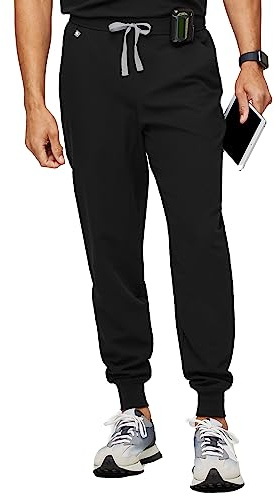 FIGS Tansen Jogger OP-Hose für Herren – schmale Passform, 5 Taschen, 4-Wege-Stretch, Anti-Falten, Schwarz, Klein