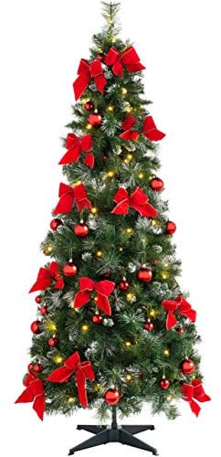 WeRChristmas Pre-Decorated Pop Up Christmas Tree with 100 LED Lights, Red, 6 feet/1.8m