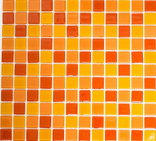 Mosaik Fliesen Glasmosaik gelb orange rot Mosaikplatte MOS62-0802
