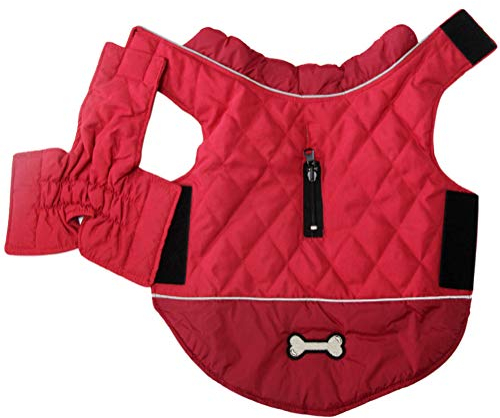 JoyDaog Wendehundemäntel für kleine Hunde wasserdichte, warme Welpenjacke aus Baumwolle für den kalten Winter, Red S
