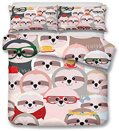 Bettwäscheset Kinderbettwäsche Print Kinderbettwäscheset, Weicher Mikrofaser-Bettbezug Mit Verdecktem Reißverschluss Für Mädchen (Pinguin Baby,135x200cm+1/75x50cm 1.2M Bed)