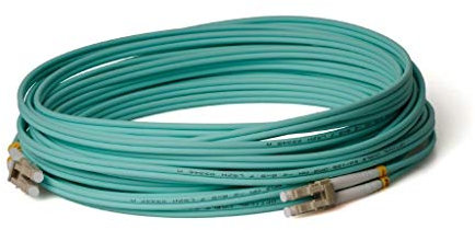 CONBIC® Cable de fibra óptica, 50 m, OM3 LC a LC, cable de conexión dúplex 50/125, fibra óptica de 50 metros (cable interior)