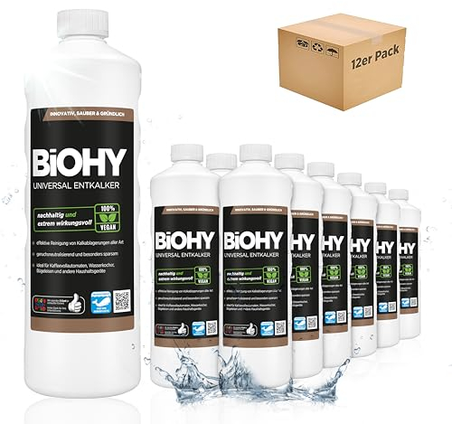 BiOHY Descalcificador universal (12 botellas de 1 litro) | Universeel concentraat voor alle huishoudelijke apparaten | Compatibel met alle koffiemachines en espressomachines (Entkalker)