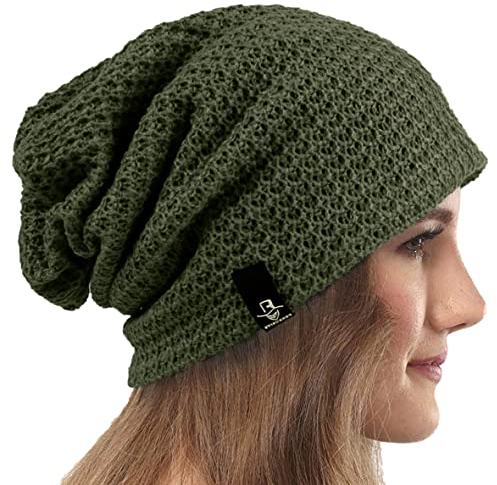 VECRY Damen Lässige Mütze Stricken Baskenmütze Gerippte Schädelkappe Winter Sommer Hüte (Comb Grün)