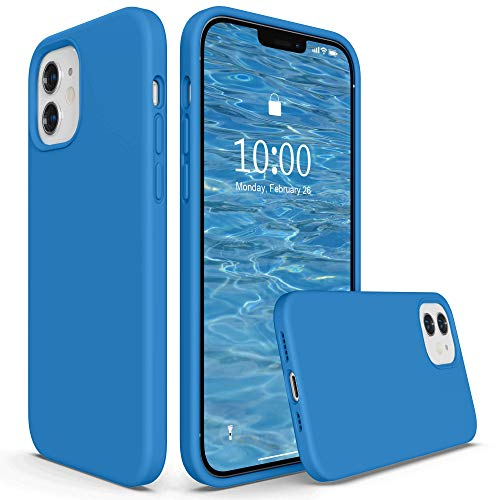 SURPHY Schutzhülle kompatibel mit iPhone 12, Schutzhülle für iPhone 12 Pro, Flüssigsilikon, Gel, Gummi, Rundumschutz, stoßfest, für iPhone 12/12 Pro 6,1 Zoll 2020, Surfblau