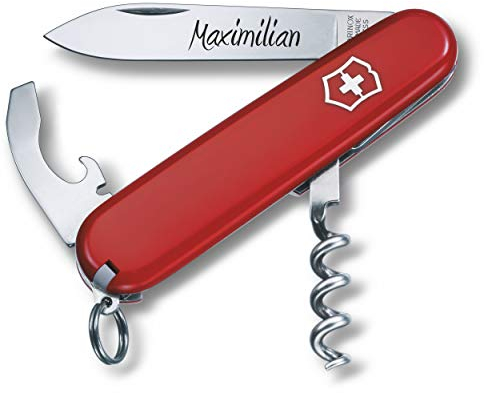 Victorinox Taschenmesser WAITER mit Gravur I 9 Funktionen I Geschenk I Schweizer Taschenmesser personalisiert I Rot