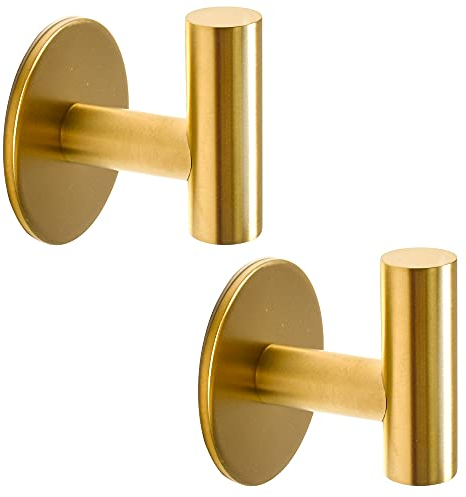 Vuzvuv Handtuchhaken Ohne Bohren Gold Garderobenhaken Edelstahl SUS304 Wandhaken Garderobe Haken Selbstklebend Kleiderhaken für Küche,Badezimmer,Büro,2 Stück