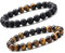 Unique Chakra Duo Unisex Armband Tigerauge Abrazine Perlen 8mm Heilsteine Juweliers Qualität