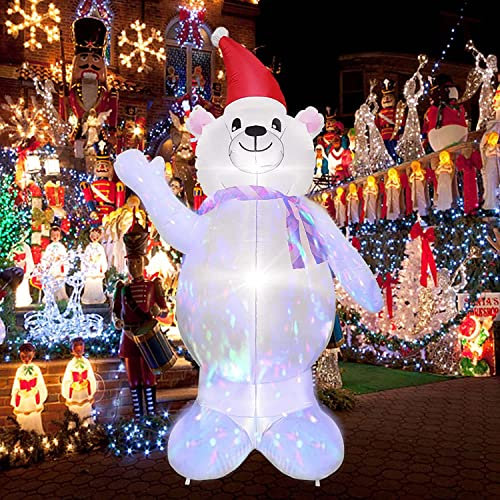 EBANKU 8 FT Blow Up Aufblasbarer Eisbär Groß Weihnachten Aufblasbarer Schneemann für den Innenhof im Freien Garten Weihnachtsdekorationen