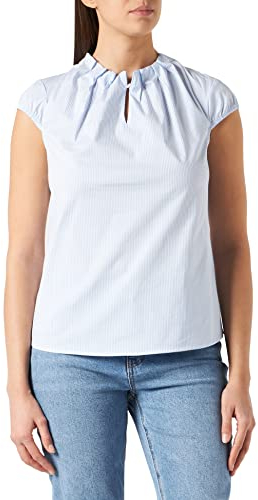 comma Damen Short-sleeved Blouse Bluse, 53g6 Light Blue Stripes, 42 EU