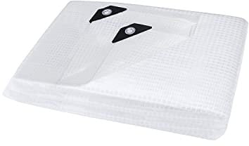 ANSIO Tarpaulin 2m x 2m Water-resistant Heavy Duty Tarp Large Camping Cover Sheet – Multipurpose Groundsheet with UV Protection, Weatherproof & Frost-Resistant – Reinforced Eyelets - Mesh Clear