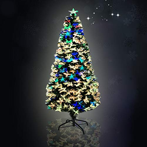 LARS360 Bunter Glasfaser-Weihnachtsbaum, LED Künstlicher Weihnachtsbaum, Hochwertiger Simulations-Weihnachtsbaum, Geeignet für Urlaubspartys(150cm)