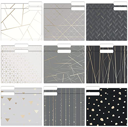 EOOUT Dekorative Aktenmappen, geometrisches Gold, Schwarz und Grau, Briefgröße, farbige Aktenordner, 24 x 29 cm, für Büro, Schule, Zuhause, 18 Stück