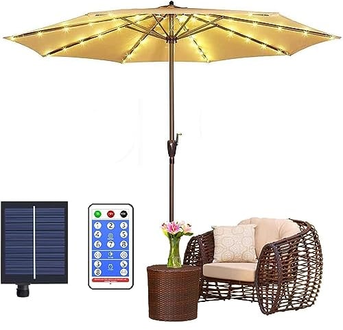 104 LEDs Lámpara Solar para Sombrilla Luz Solar Sombrilla 8 Modos Luces para Parasol con Control Remoto Solar Luces de Sombrilla de Patio Impermeables IP67 Ideales para Decoración al Aire Libre