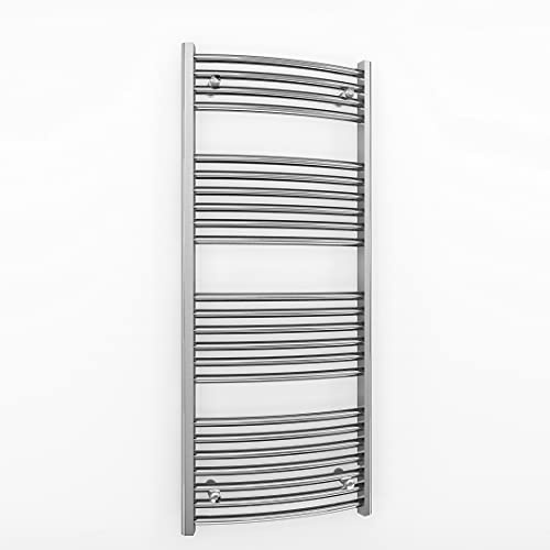 400mm Wide Curved Chrome Heated Bathroom Towel Rail Radiator For Central Heating UK (400 x 1200 mm (h))