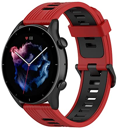 Wownadu 20MM Quick Release Armband Kompatible für Garmin Vivoactive 5/3/3 Music, Venu/Venu 2 Plus, Venu Sq/Sq Music/Sq 2 Music Armbänder Schwarz Rot Sport Band Damen Herren Silikon Ersatzarmband