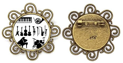 Saxophon klassische Musik hören Kombination Blumenbrosche Pins Schmuck für Mäd, M