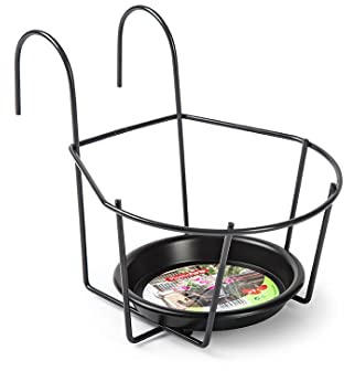 CABLEPELADO Soporte Metal para Maceta con Plato de Pared, Soporte de Pared para macetas, Colgador de Pared para Plantas, Portamacetas de Pared, 18 cm diametro Agujero, Base Plato Maceta es de 13 cm