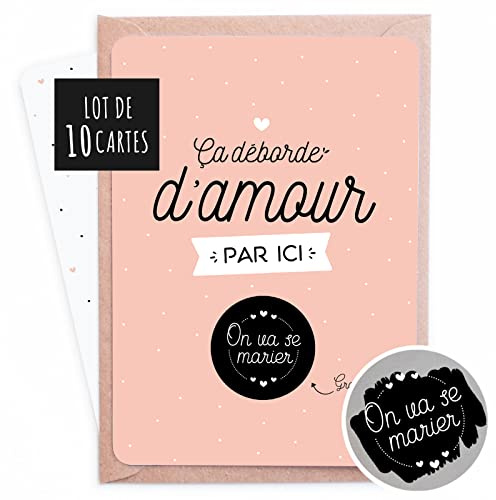 Manahia - Lot de 10 Cartes à gratter Mariage - Faire part Annonce surprise | On va se marier - Invitation mariage avec enveloppe kraft - Ticket à gratter - Annonce originale famille amis futurs mariés
