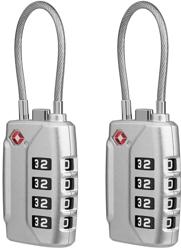 Diyife TSA Gepäckschlösser,[Aufgerüstet] 2 Stück 4-Stellig Sicherheitsschloss Kombinationsschlösser Codeschloss, für Reisekoffer, Rucksack, Gepäcktasche, Sporttaschen - Silber