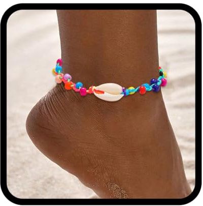Handcess Boho Bracelets de Cheville Femme Perlé Cheville Bracelets Cheville Perles Pied Bijoux pour Femmes et Filles (Coloré)