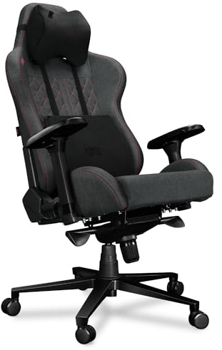YUMISU 2050 Sedia gaming Grigio/Rosa – Sedia Scrivania con memory foam cuscino – Sedia Ergonomica con braccioli 4D – Sedie Ufficio cin Tessuto – Poltrona ufficio con ruote silenziose – 150 kg