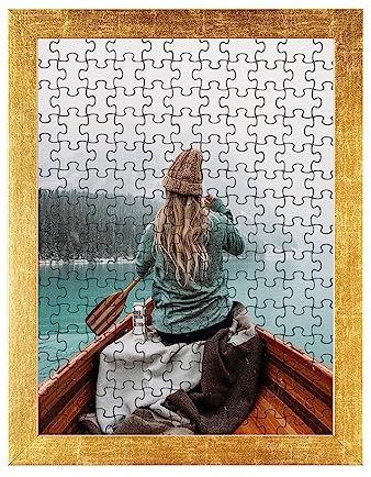 Rahmendesign24 Puzzlerahmen Milano für Puzzle ca. 300-500 Teile 36x48cm 48x36cm Blattgold Gold mit Acrylglas