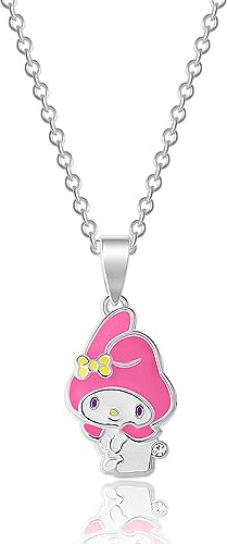 Hello Kitty Sanrio Damen-Halskette mit Anh nger 45,7 cm Emaille, vergoldetes Messing, Kuromi-Halskette, offizielles Lizenzprodukt, Messing, Kristall