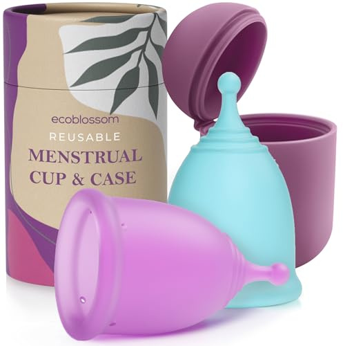 Ecoblossom Two Menstrual Cups Kit - Medical-Grade Silicone, Comfortable & Leak-Proof Period Protection Up to 12 Hours. 1 Small 22mL Capacity and 1 Large 30mL Capacity Menstrual Cup And Steriliser Case | (Small & Large Cups, with Case) Medical-Grade Silicone, Comfortable Fit, Reliable 12-Hour Leak-Free Protection