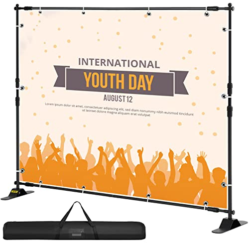 VEVOR Teleskoprohr Hintergrund Ständer Max 240x240cm, DM-ABS 8x8ft Teleskop Hintegrundsystem, Schwarzer Hintergrund Ständer Aluminium Material, Geeignet für Feiertagsveranstaltungen, Abendpartys