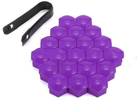 17mm Mutternabdeckungen,20 Stück Radschraubenkappen Mit Entfernung Werkzeug Sechskant-Reifen Muttern-abdeckungen Radmutterkappen Radbolzen Kappen Rad Mutter Cap Radbolzen Schutz Cover-Lila