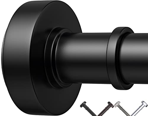 Black Shower Curtain Rods, 45-182 cm, Never Rust, Never Slip,Adjustable Tension Rod with Durable Spring, No Drilling, Use for Bathroom, Bedroom, Kitchen, Balcony