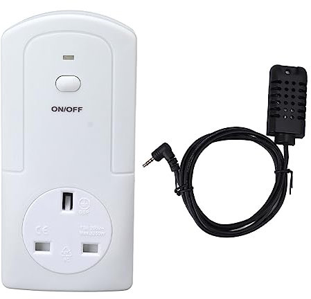 Wireless Temperature Controller, Wifi Plug in Thermostat Outlet Temperature Controller Heating Cooling Temp Sensor Humidifier Function for Reptile Fermenter Brewing(TS-5000UK)